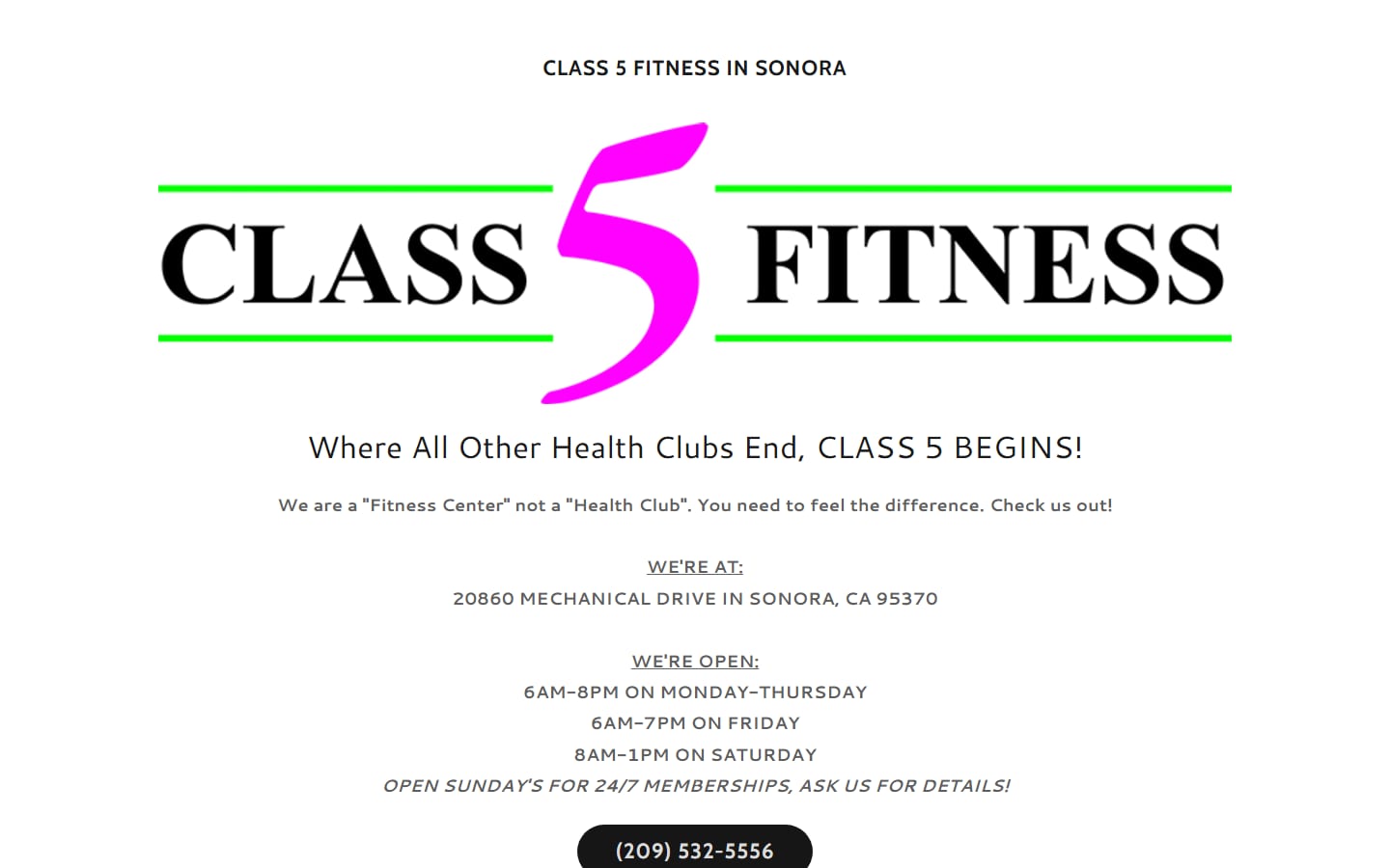 Class 5 Fitness website, before