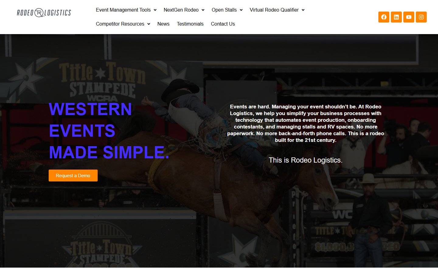 Rodeo Logistics website, before