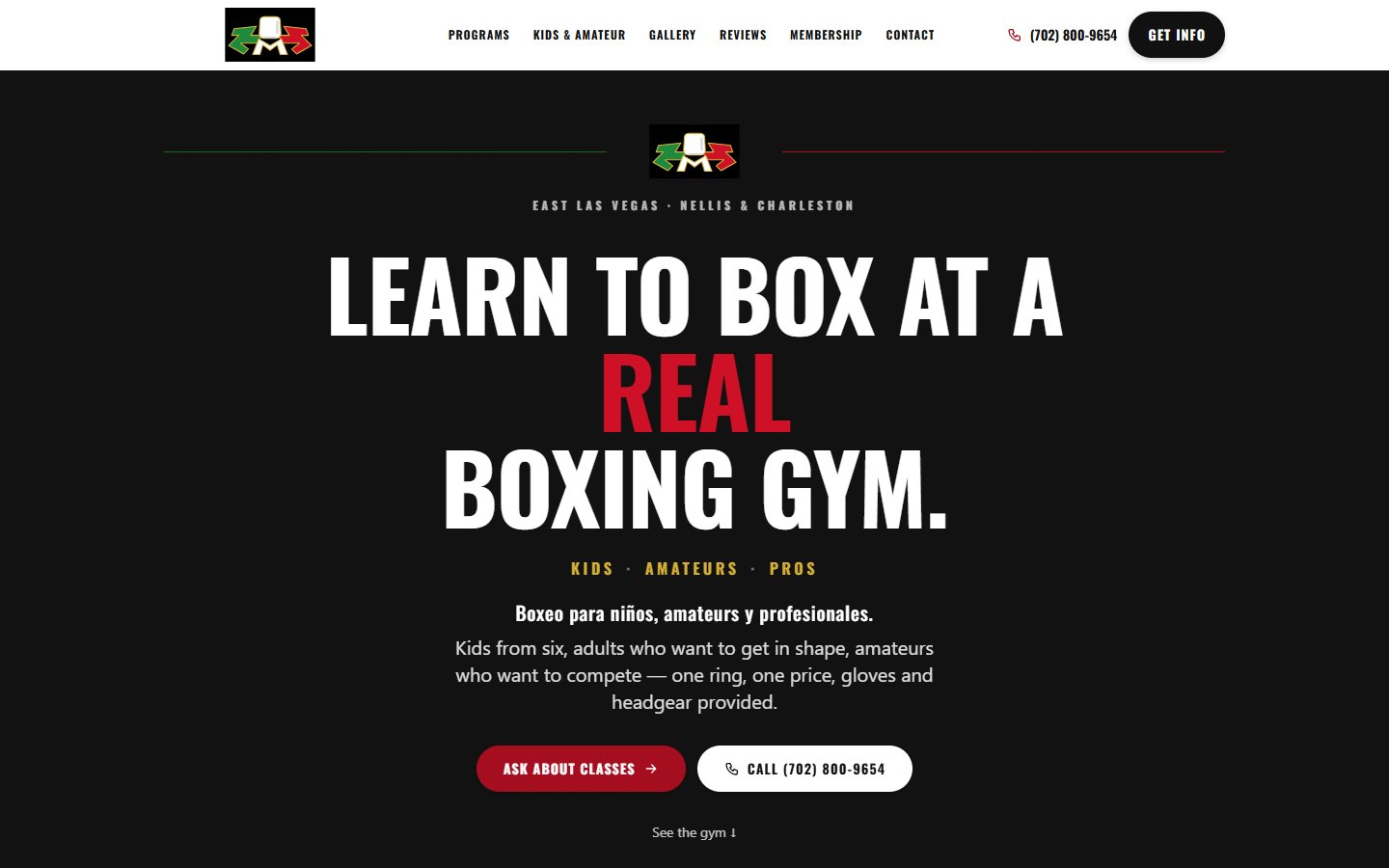 El Zurdo Montañez Boxing Gym — new website