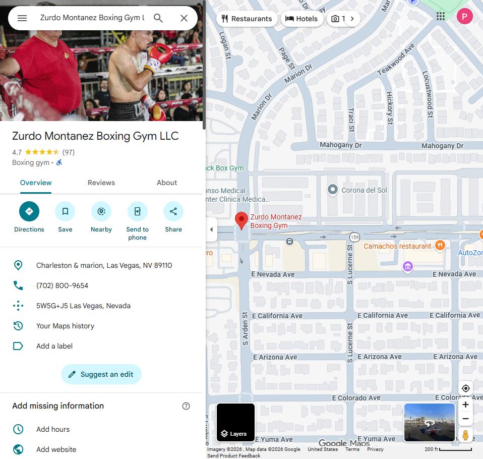 El Zurdo Montañez Boxing Gym website, before
